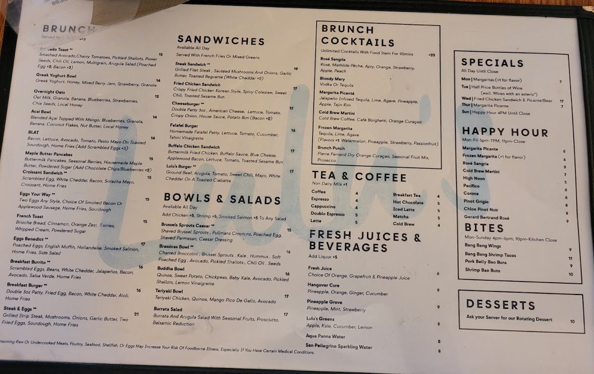 Lulu's Café & Cocktails Menu - Image 4